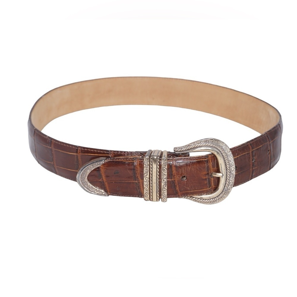 Brighton Vintage Brown Textured Leather Belt, Size M - Picture 1 of 5